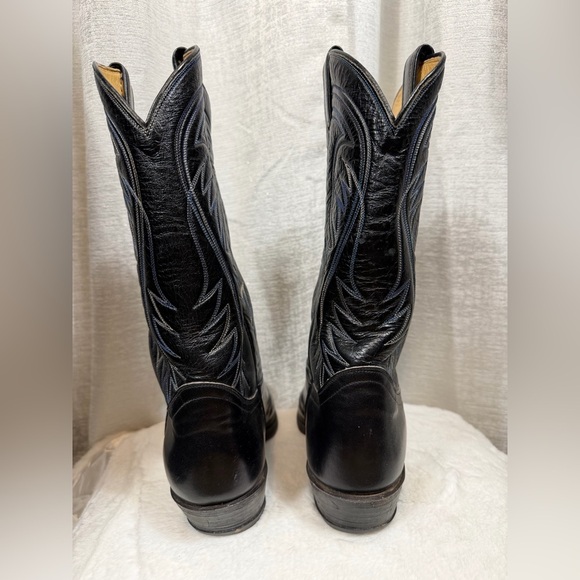 Tony Lama 6238 Men’s 10B Black Leather Cowboy Boots Made in USA Western - Picture 5 of 10